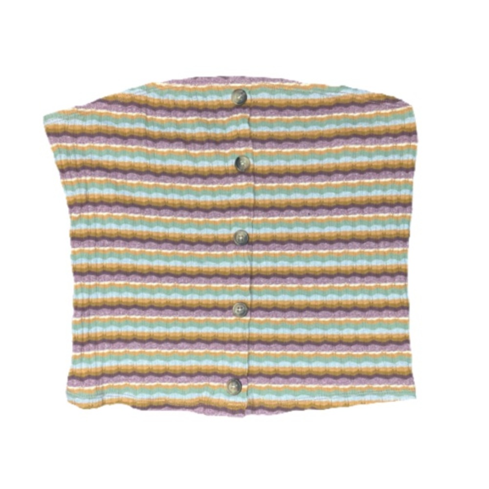 American Eagle striped multicolor tube top with faux buttons